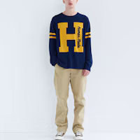 Shop HUMAN MADE FW23 Knit Sweater #1 Logo Embroidered Unisex Crewneck Long Sleeve. HM26CS032