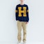 Shop HUMAN MADE FW23刺绣logo针织圆领长袖男女同款毛衣 HM26CS032