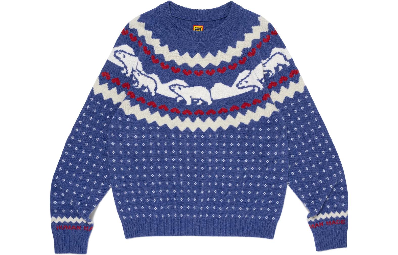 Shop HUMAN MADE FW23 Sweater Rajutan Nordic Unisex Koleksi Musim Gugur/Musim Dingin. HM26CS036