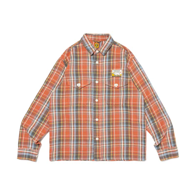 HUMAN MADE FW23 Plaid Polar Bear Graphic Collared Long Sleeve Shirt Unisex HM26SH010