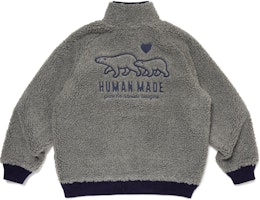 HUMAN MADE FW23 Polar Bear Embroidered Logo Fleece Zip Jacket Unisex. HM26JK035 HUMAN MADE FW23 Polar Bear Embroidered Logo Fleece Zip Jacket Unisex. HM26JK035