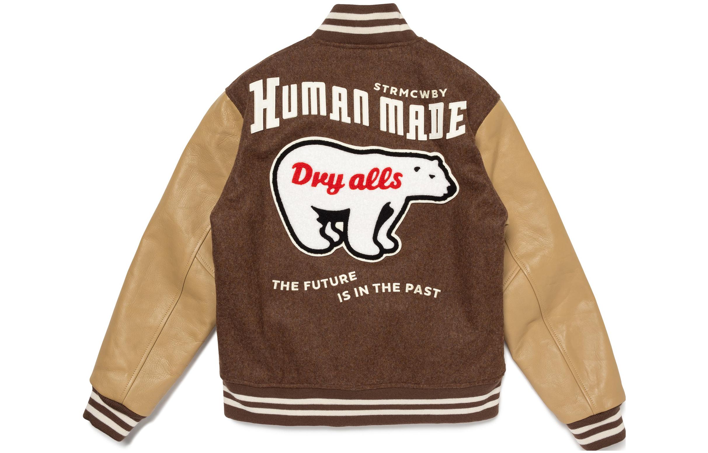 HUMAN MADE FW23 Polar Bear Embroidered Logo Unisex Varsity Jacket. HM26JK016