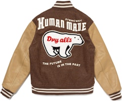 HUMAN MADE FW23 Polar Bear Embroidered Logo Unisex Varsity Jacket. HM26JK016 HUMAN MADE FW23 Polar Bear Embroidered Logo Unisex Varsity Jacket. HM26JK016