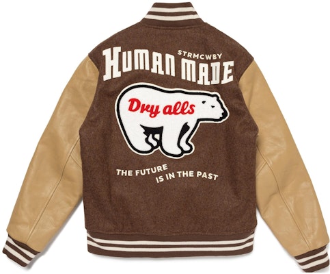 HUMAN MADE FW23 Polar Bear Embroidered Logo Unisex Varsity Jacket. HM26JK016 Order HUMAN MADE FW23 Polar Bear Embroidered Logo Unisex Varsity Jacket. HM26JK016