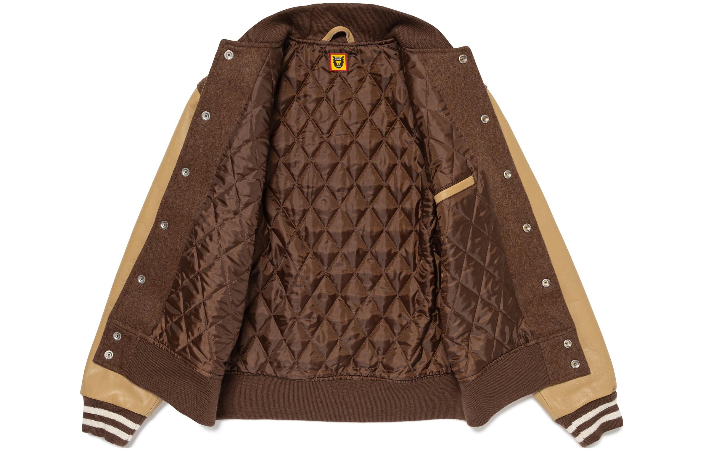 Shop HUMAN MADE FW23 北极熊刺绣标志男女棒球夹克. HM26JK016