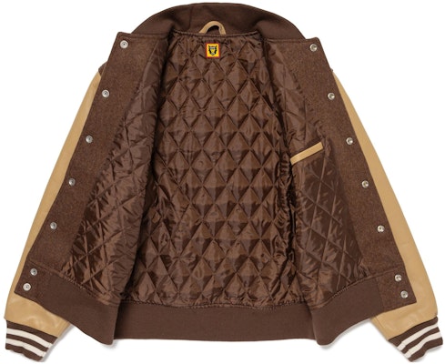 HUMAN MADE FW23 Polar Bear Embroidered Logo Unisex Varsity Jacket. HM26JK016 Shop HUMAN MADE FW23 Polar Bear Embroidered Logo Unisex Varsity Jacket. HM26JK016