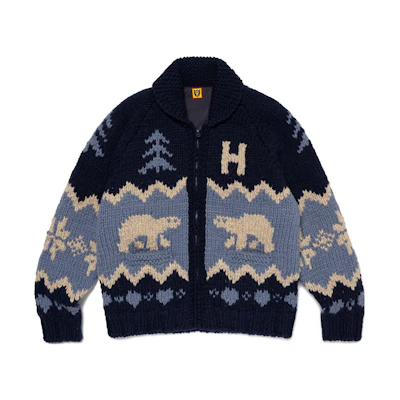 HUMAN MADE FW23 Polar Bear Knit Zip Sweater Unisex HM26JK023