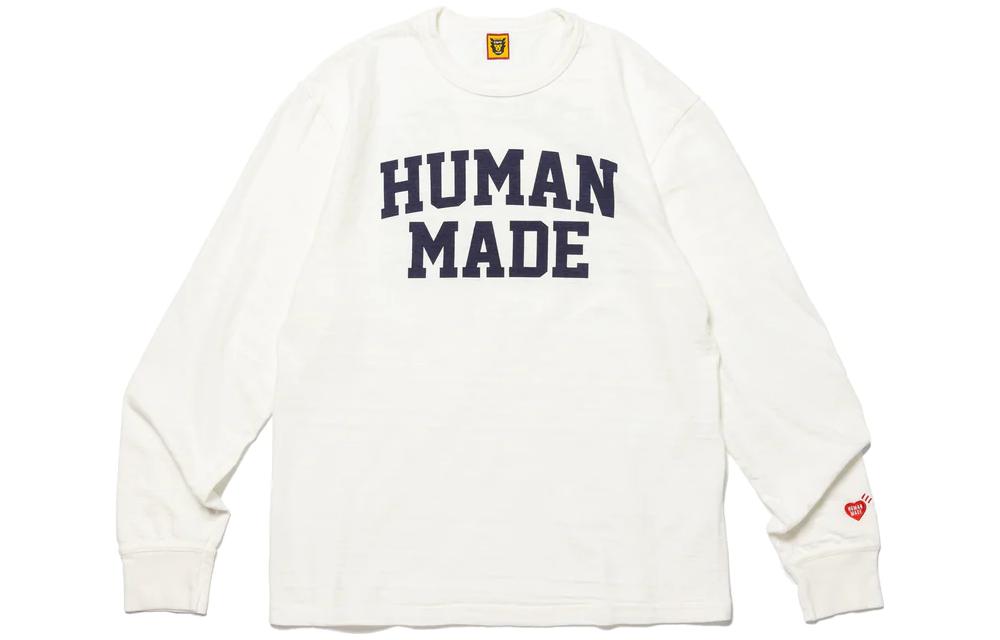 HUMAN MADE FW23 Retro Collegiate Logo Print Long Sleeve Tee Unisex. HM26CS010