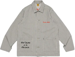 Order HUMAN MADE 2023秋冬蓝色条纹夹克 工鸭Logo刺绣 男女同款。 HM26JK010