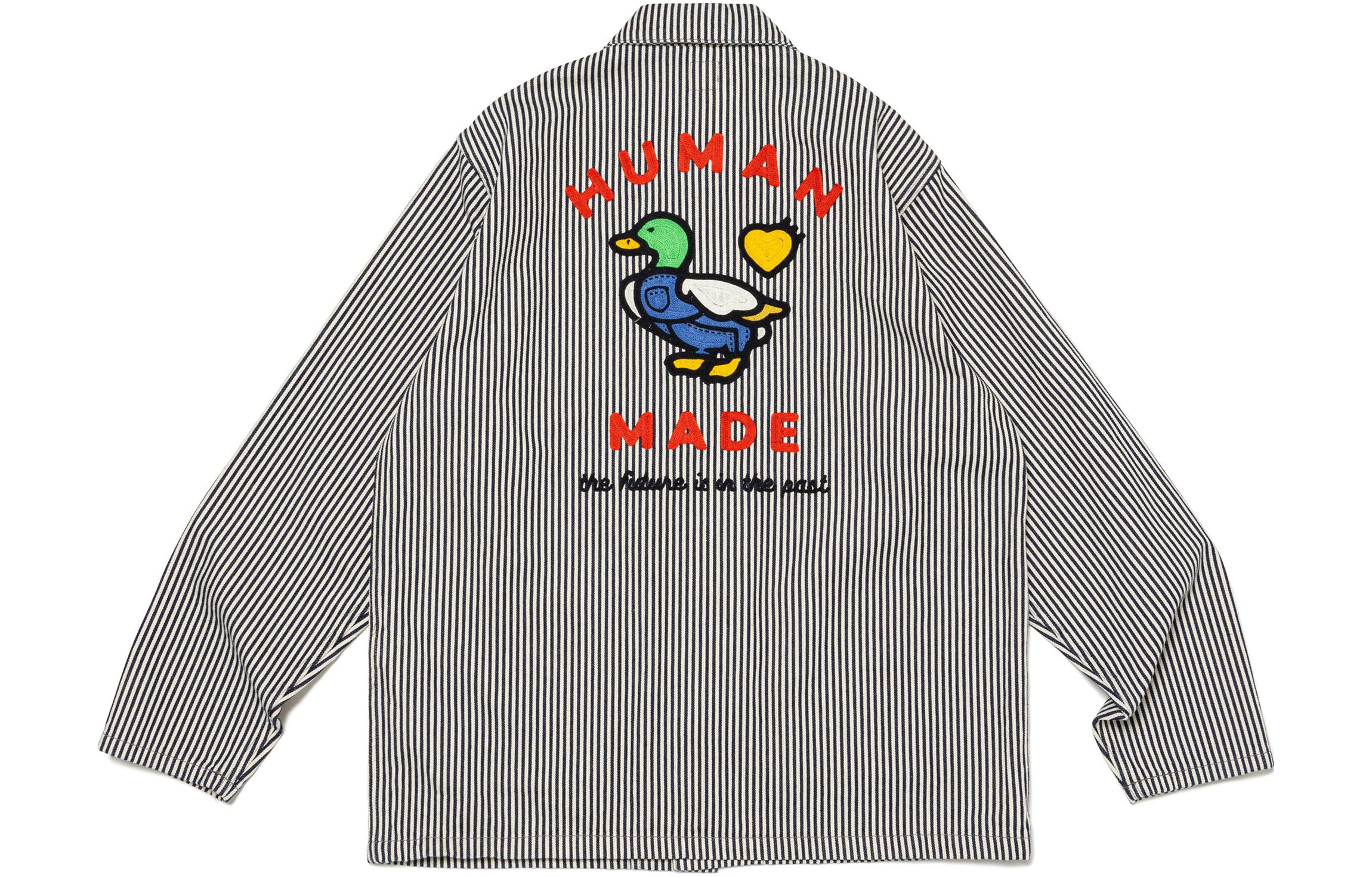 HUMAN MADE FW23 Striped Jacket with Work Duck Logo Embroidery Unisex Blue. HM26JK010 圖 3