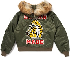 HUMAN MADE FW23 虎头补丁金标连帽飞行夹克 男女同款. HM26JK027 Order HUMAN MADE FW23 虎头补丁金标连帽飞行夹克 男女同款. HM26JK027