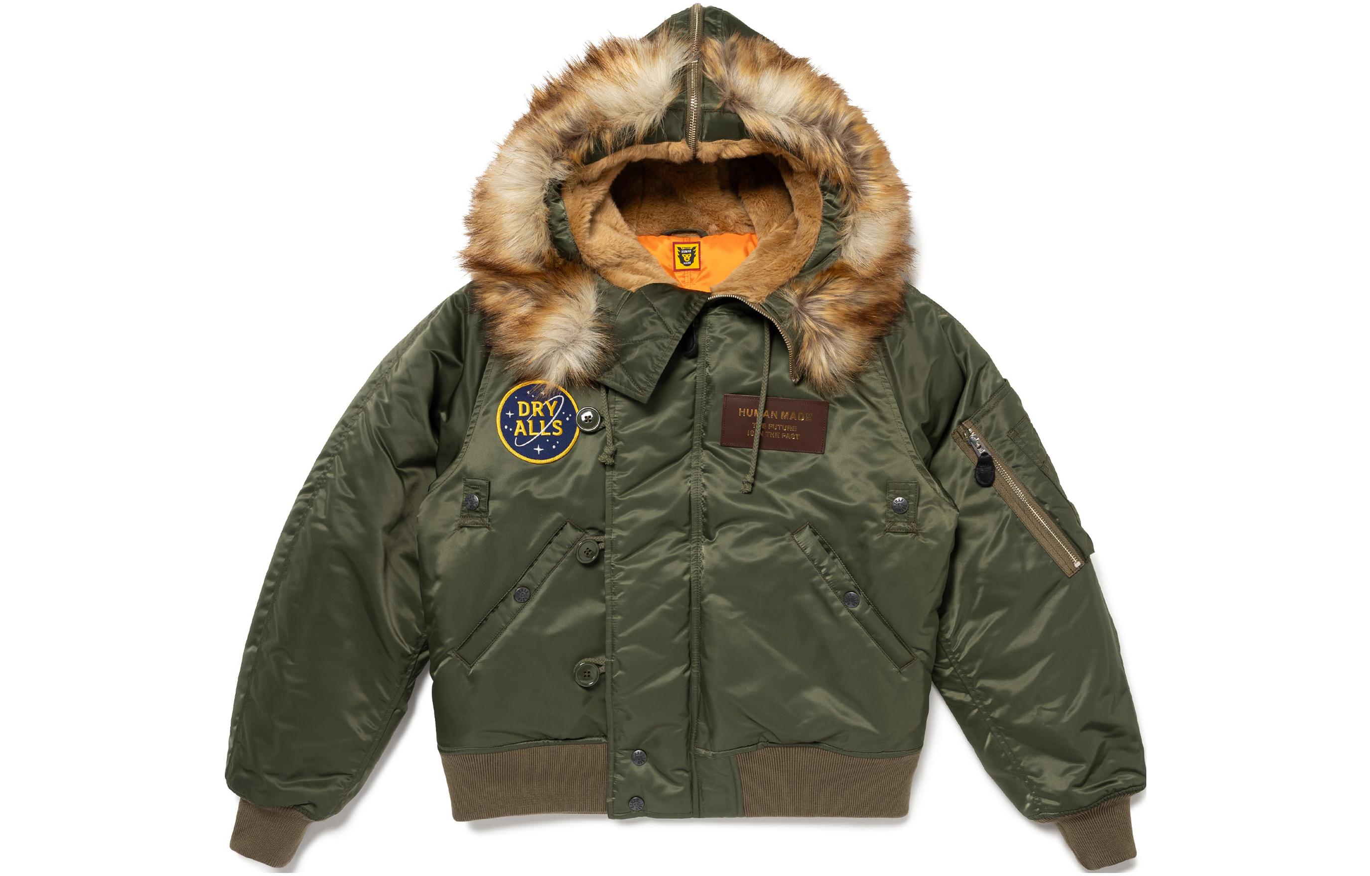 Lookbook HUMAN MADE FW23 虎头补丁金标连帽飞行夹克 男女同款. HM26JK027