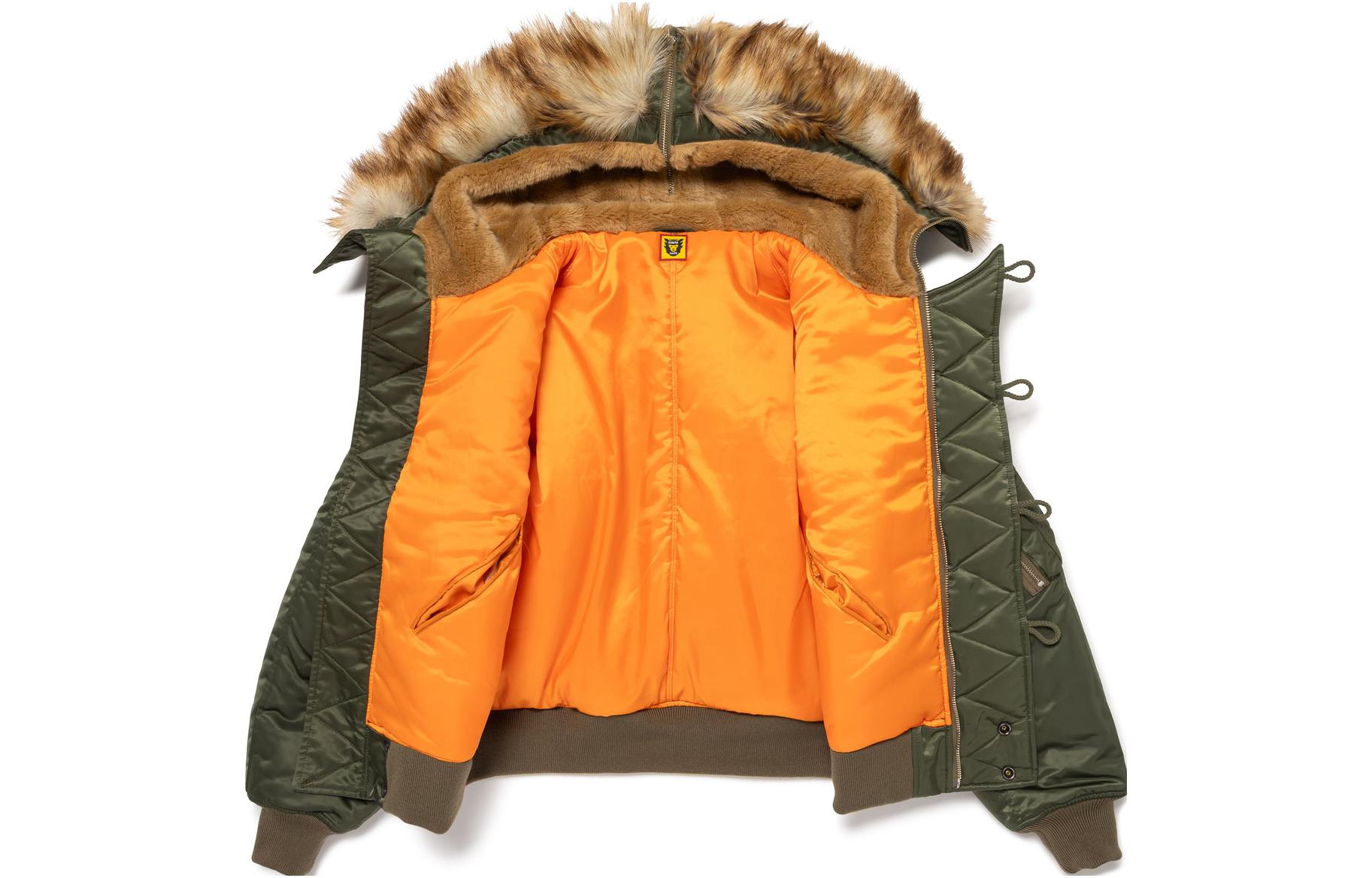 Shop HUMAN MADE FW23 虎头补丁金标连帽飞行夹克 男女同款. HM26JK027