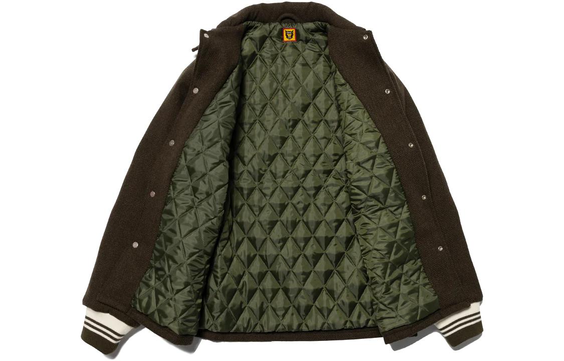 Shop HUMAN MADE FW23 徽章刺繡設計男女同款棒球夾克 HM26JK015