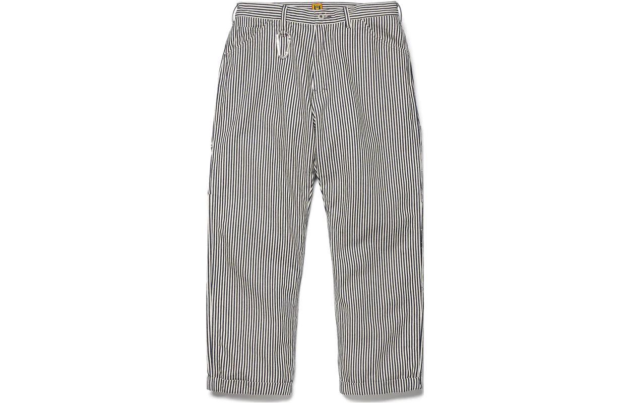 HUMAN MADE FW23 Unisex Indigo Striped Straight-Leg Casual Pants. HM26PT009