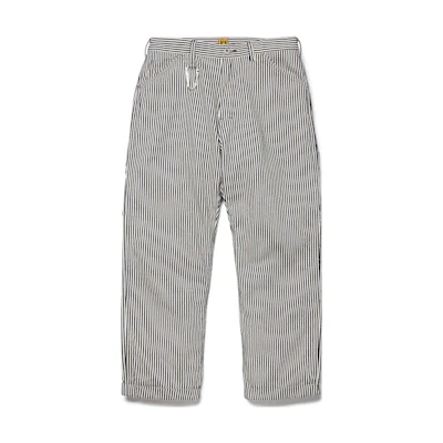 HUMAN MADE FW23 Unisex Indigo Striped Straight-Leg Casual Pants. HM26PT009