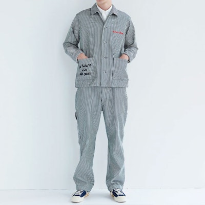 HUMAN MADE FW23 Unisex Indigo Striped Straight-Leg Casual Pants. HM26PT009 Shop HUMAN MADE FW23 Unisex Indigo Striped Straight-Leg Casual Pants. HM26PT009