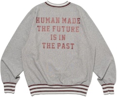 HUMAN MADE FW23 Unisex Logo Embroidered Crewneck Sweatshirt with Striped Hem. HM26CS027 HUMAN MADE FW23 Unisex Logo Embroidered Crewneck Sweatshirt with Striped Hem. HM26CS027