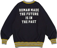 Order HUMAN MADE FW23 男女同款徽標刺繡條紋下擺圓領衛衣 HM26CS027