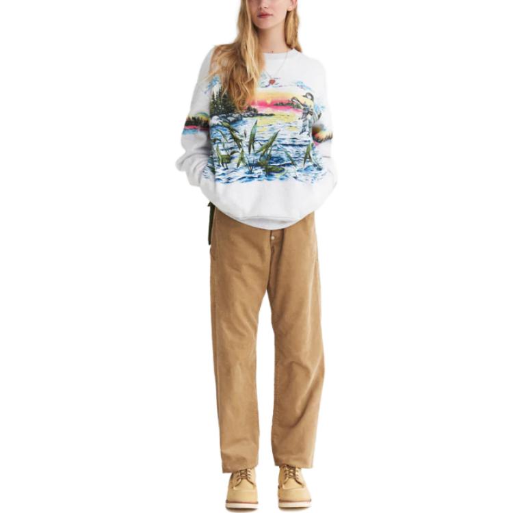 Shop HUMAN MADE FW23 水彩图案纯棉圆领卫衣 男女同款 - 灰色 HM26CS025