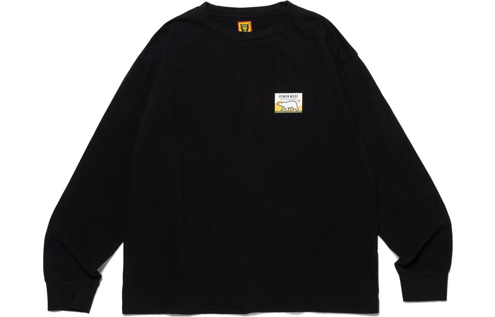 HUMAN MADE FW23 Wool Blended Polar Bear Logo Long Sleeve T-Shirt Unisex. HM26CS012