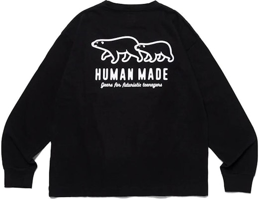 Camiseta Manga Larga Unisex HUMAN MADE FW23 de Lana Mezclada con Logo de Oso Polar. HM26CS012 Lookbook Camiseta Manga Larga Unisex HUMAN MADE FW23 de Lana Mezclada con Logo de Oso Polar. HM26CS012