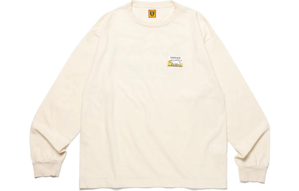 Shop Camiseta Manga Larga Unisex HUMAN MADE FW23 de Lana Mezclada con Logo de Oso Polar. HM26CS012