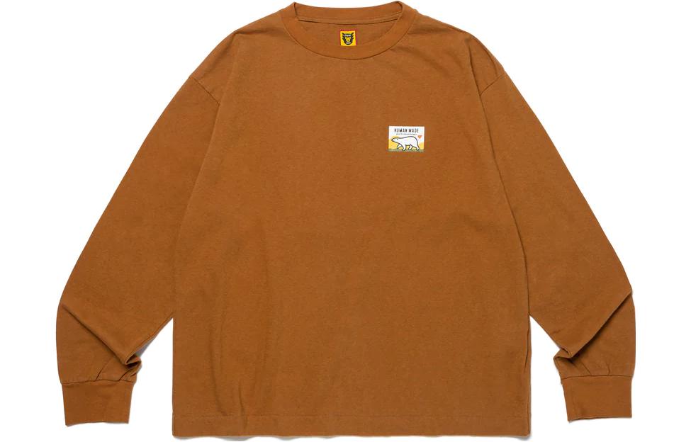 Details for Camiseta Manga Larga Unisex HUMAN MADE FW23 de Lana Mezclada con Logo de Oso Polar. HM26CS012