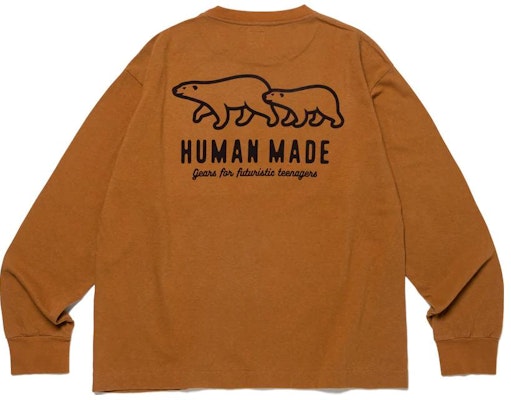 Camiseta Manga Larga Unisex HUMAN MADE FW23 de Lana Mezclada con Logo de Oso Polar. HM26CS012 Sizing Camiseta Manga Larga Unisex HUMAN MADE FW23 de Lana Mezclada con Logo de Oso Polar. HM26CS012