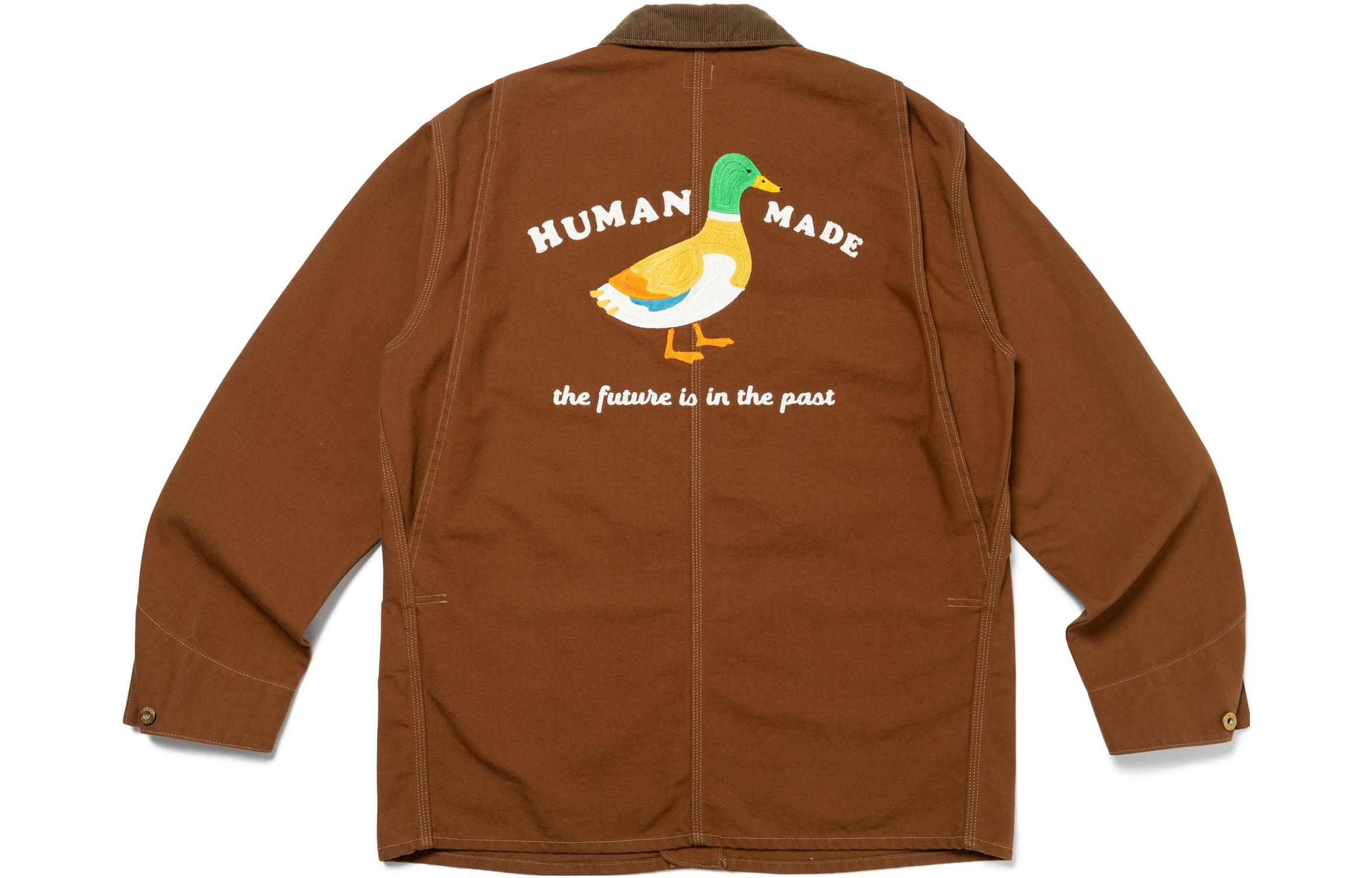 HUMAN MADE FW23 Workwear Duck Graphic Unisex Long Sleeve Jacket. HM26JK011