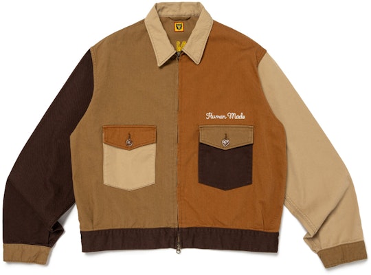 HUMAN MADE FW24 Brown Zip-Up Jacket with Embroidered Logo and Heart Buttons Unisex. HM28JK012 Order HUMAN MADE FW24 Brown Zip-Up Jacket with Embroidered Logo and Heart Buttons Unisex. HM28JK012