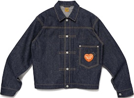 HUMAN MADE FW24 Denim Jacket Heart Logo Patch Unisex Casual Indigo Blue. HM28JK005 HUMAN MADE FW24 Denim Jacket Heart Logo Patch Unisex Casual Indigo Blue. HM28JK005