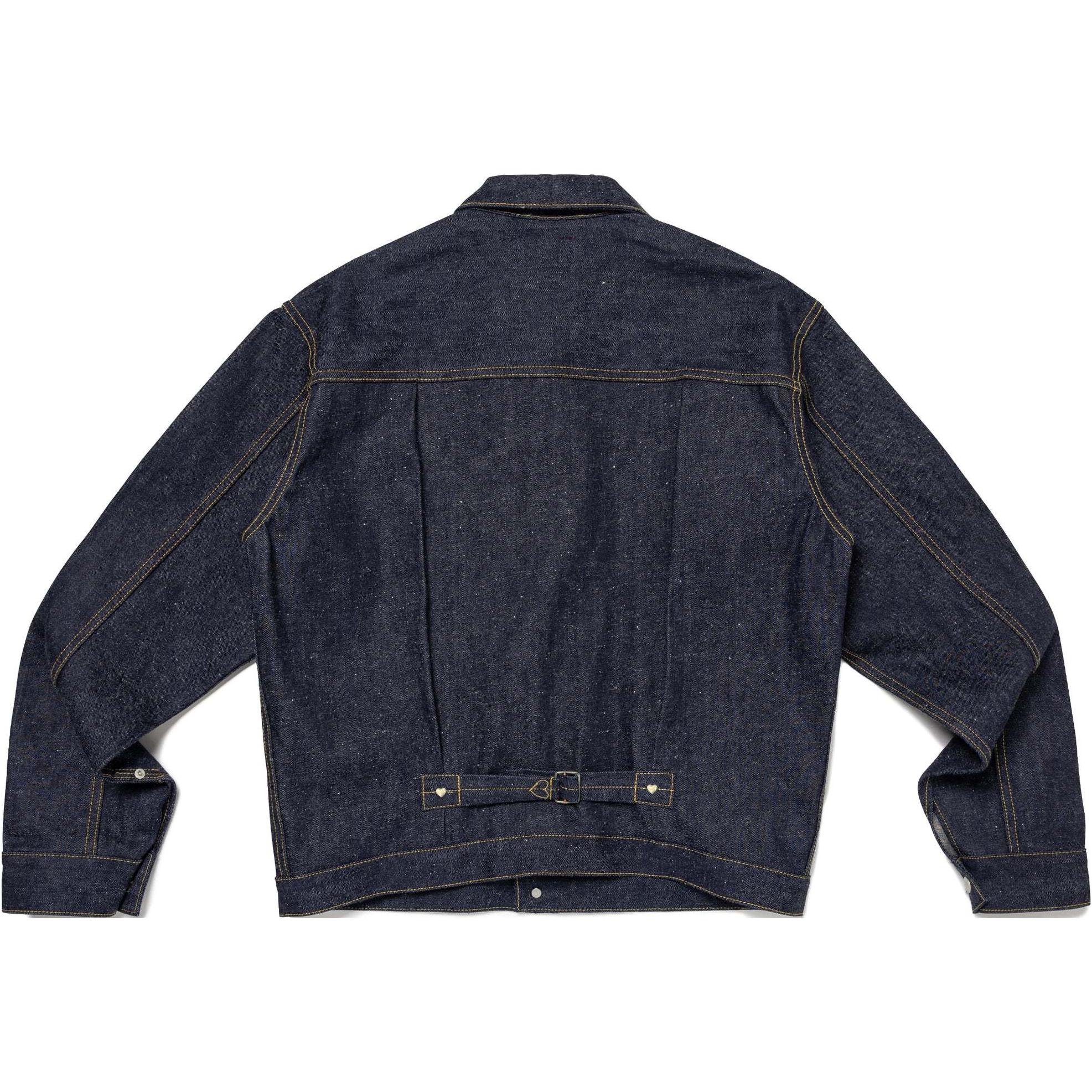 Lookbook 휴먼메이드 FW24 데님자켓 하트로고패치 유니섹스 캐주얼 인디고블루. HM28JK005