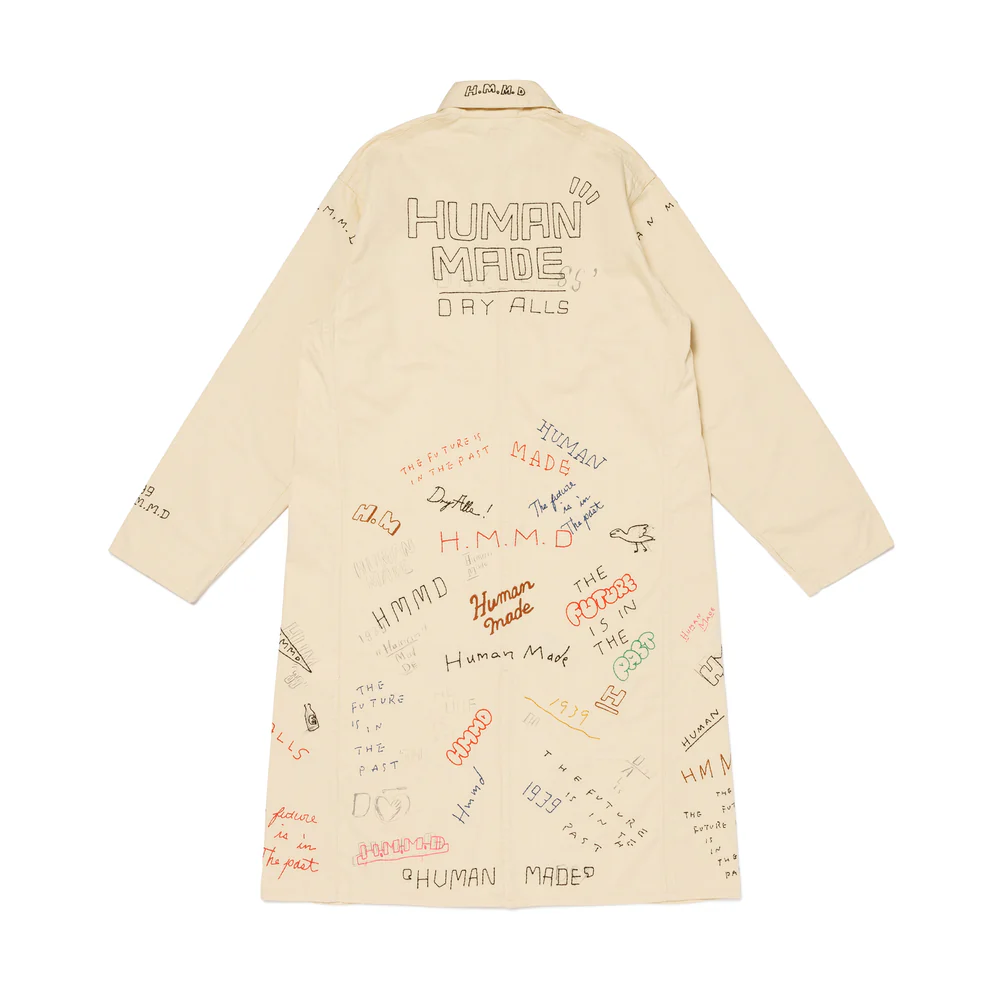 HUMAN MADE FW24 Hand-Drawn Print Button-Up Trench Coat Unisex Light Brown HM28JK015 圖 3