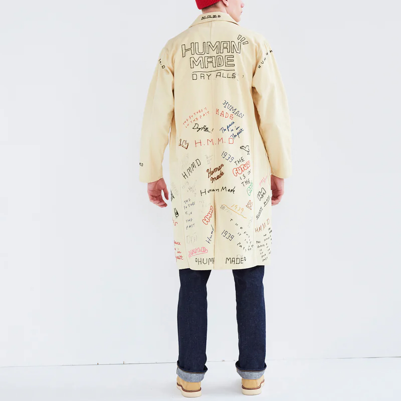 HUMAN MADE FW24 Hand-Drawn Print Button-Up Trench Coat Unisex Light Brown HM28JK015 圖 4