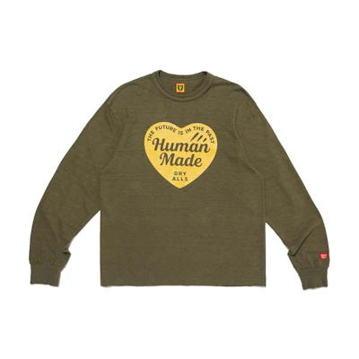 HUMAN MADE FW24 Heart Logo Printed Oversized Long Sleeve Tee Unisex. HM28CS035