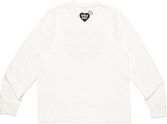 Camiseta Unisex Human Made FW24 Manga Larga Oversized con Logo de Corazón. HM28CS035 Sizing Camiseta Unisex Human Made FW24 Manga Larga Oversized con Logo de Corazón. HM28CS035