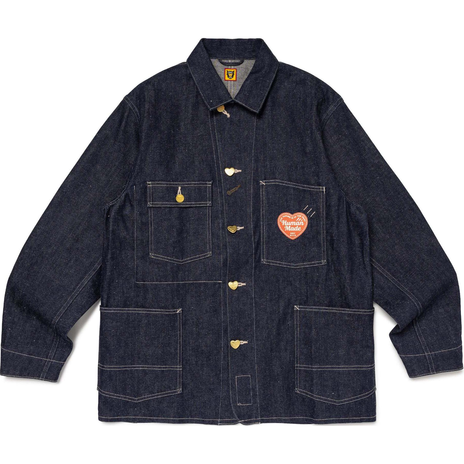 Order HUMAN MADE FW24 靛藍丹寧外套 心型鈕釦標誌補丁 男女休閒款式 HM28JK001