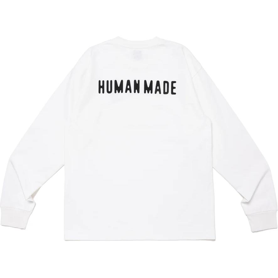 Lookbook HUMAN MADE FW24 Camiseta Unisex Manga Larga con Logo Estampado Ribeteado. HM28CS038