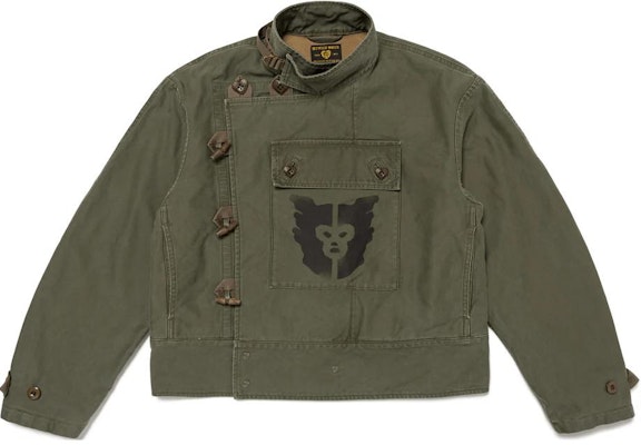 HUMAN MADE FW24 Military Style Heart Button Olive Brown Short Jacket Unisex HM28JK020 Buy HUMAN MADE FW24 Military Style Heart Button Olive Brown Short Jacket Unisex HM28JK020