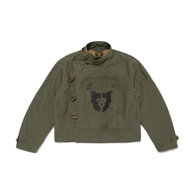 HUMAN MADE FW24 Military Style Heart Button Olive Brown Short Jacket Unisex HM28JK020