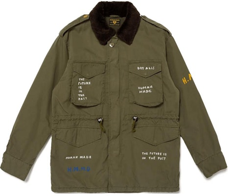 HUMAN MADE FW24 Olive Green Snake Collar Zip Jacket Unisex with Hand-Drawn Prints HM28JK021 Order HUMAN MADE FW24 Olive Green Snake Collar Zip Jacket Unisex with Hand-Drawn Prints HM28JK021