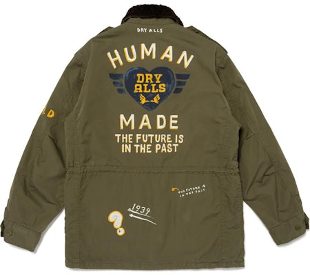 HUMAN MADE FW24 Olive Green Snake Collar Zip Jacket Unisex with Hand-Drawn Prints HM28JK021 Lookbook HUMAN MADE FW24 Olive Green Snake Collar Zip Jacket Unisex with Hand-Drawn Prints HM28JK021