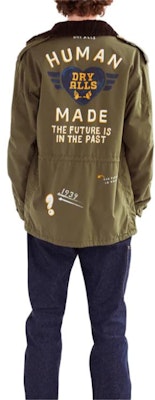 HUMAN MADE FW24 Olive Green Snake Collar Zip Jacket Unisex with Hand-Drawn Prints HM28JK021 Purchase HUMAN MADE FW24 Olive Green Snake Collar Zip Jacket Unisex with Hand-Drawn Prints HM28JK021