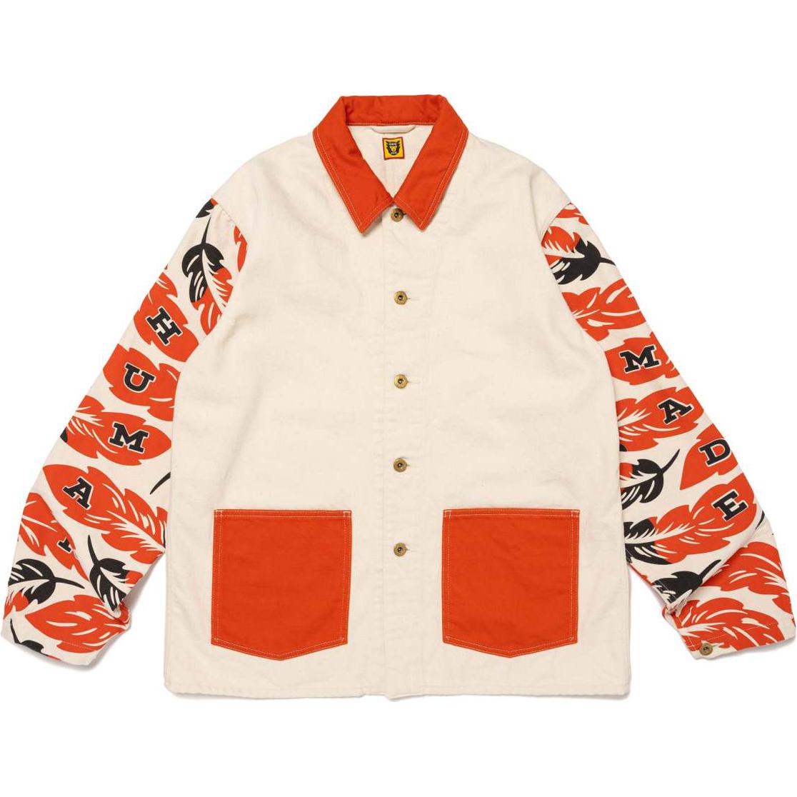 Human Made FW24 Orange Graphic Button-Up Jacket with Pockets Unisex HM28JK018