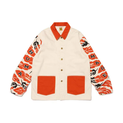 Human Made FW24 Orange Graphic Button-Up Jacket with Pockets Unisex HM28JK018