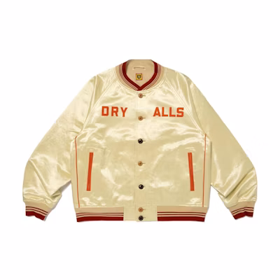 HUMAN MADE FW24 Retro Button Ribbed Letter Embroidery Jacket Yellow Unisex. HM28JK017