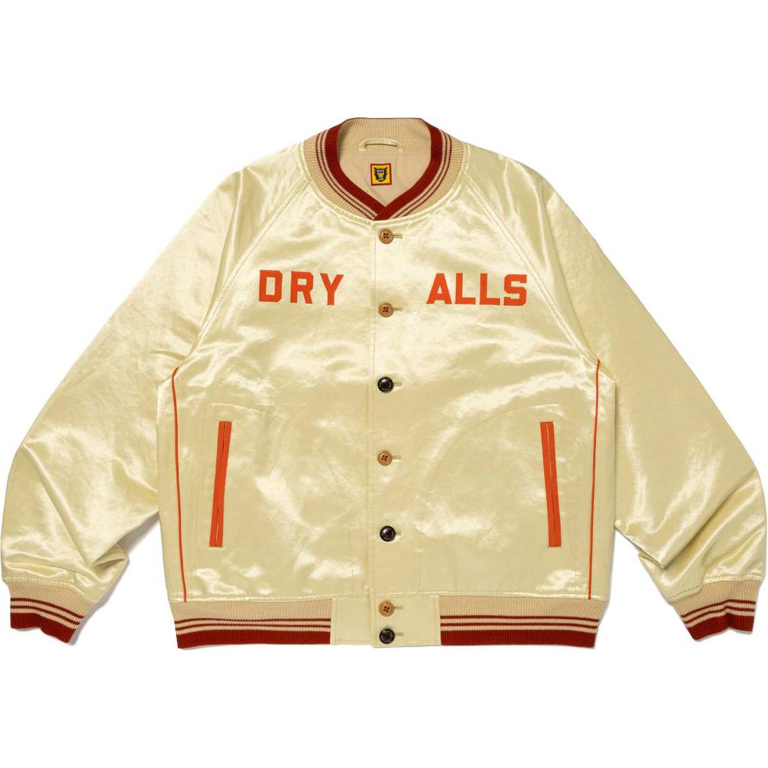 Order HUMAN MADE FW24 Retro Button Ribbed Letter Embroidery Jacket Yellow Unisex. HM28JK017