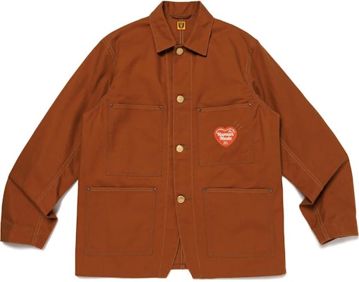 HUMAN MADE FW24 Unisex Brown Heart Logo Pocket Button-Up Jacket. HM28JK011 Buy HUMAN MADE FW24 Unisex Brown Heart Logo Pocket Button-Up Jacket. HM28JK011
