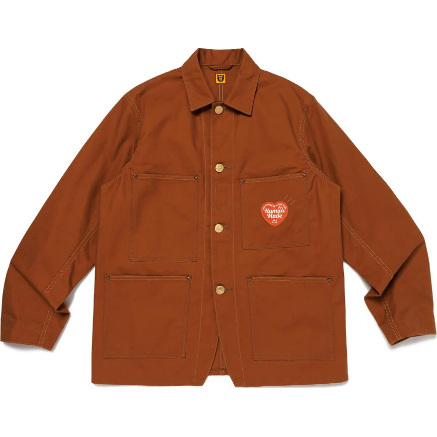 Order HUMAN MADE FW24 Unisex Brown Heart Logo Pocket Button-Up Jacket. HM28JK011